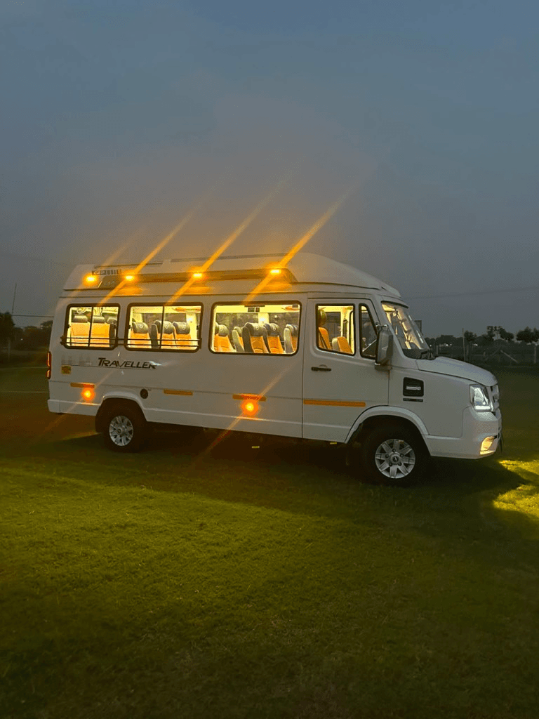 Force Tempo Traveller side profile at dusk
